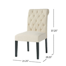 Load image into Gallery viewer, Dining Rolltop Chairs (Set of 2), Upholstered Armless Chair With Wood Leg - Ivory
