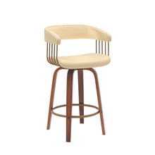 Load image into Gallery viewer, Faux Leather Swivel Counter Height Bar Chair - Cream And Wood Brown
