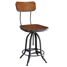 Load image into Gallery viewer, Steel Swivel Low Back Adjustable Height Bar Chair With Footrest 46" - Chestnut
