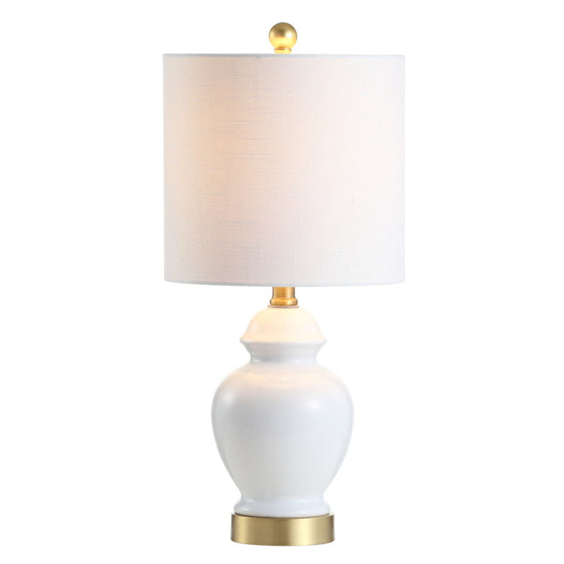20" Urn Table Lamp With Drum Shade - White