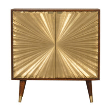 Load image into Gallery viewer, 32" Solid Wood Textured Door Accent Cabinet With Two Doors - Chestnut / Gold
