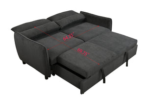 75 " 3 in 1 Convertible Sleeper Sofa Bed, Modern Fabric Loveseat Futon Sofa Couch w/Pullout Bed, Small Love Seat Lounge Sofa w/Reclining Backrest, Furniture for Living Room, Dark Gray