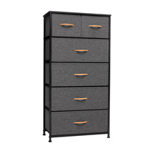 Load image into Gallery viewer, Fabric Six Drawer Chest - Gray / Black
