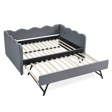 Load image into Gallery viewer, Gingham Daybed With USB Charging Port, Wave-Shaped Design
