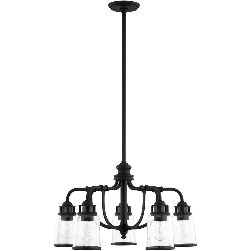 21" Five Light Dimmable Chandelier With Shades - Black