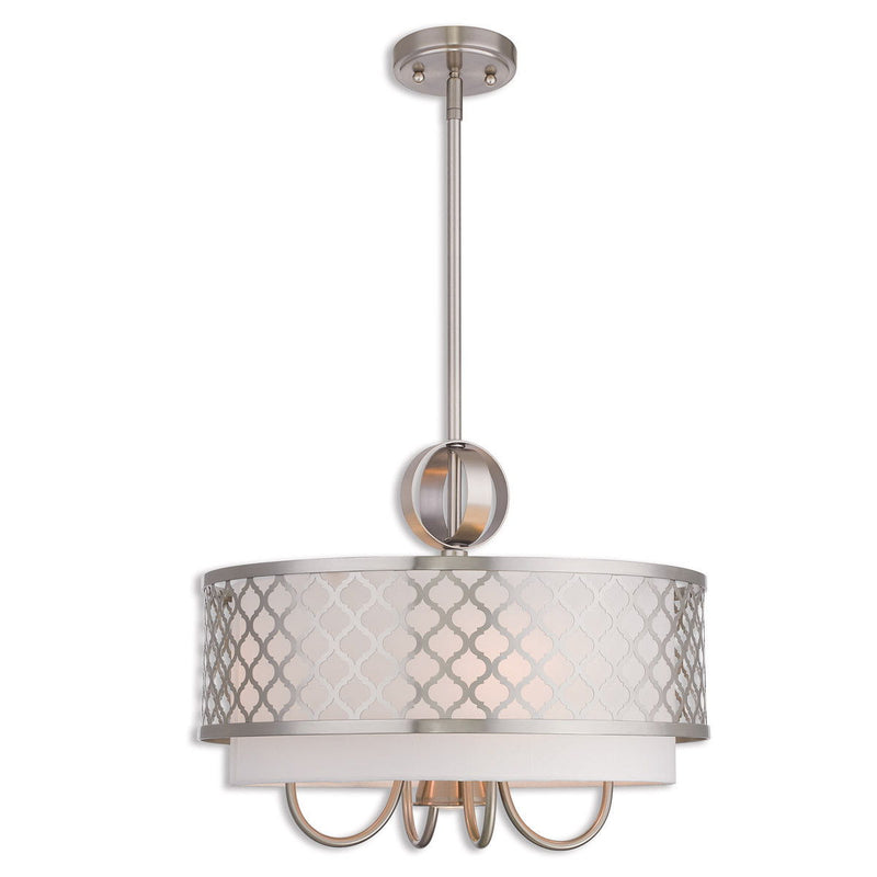 18" Five Light Dimmable Chandelier With Shades - Nickel