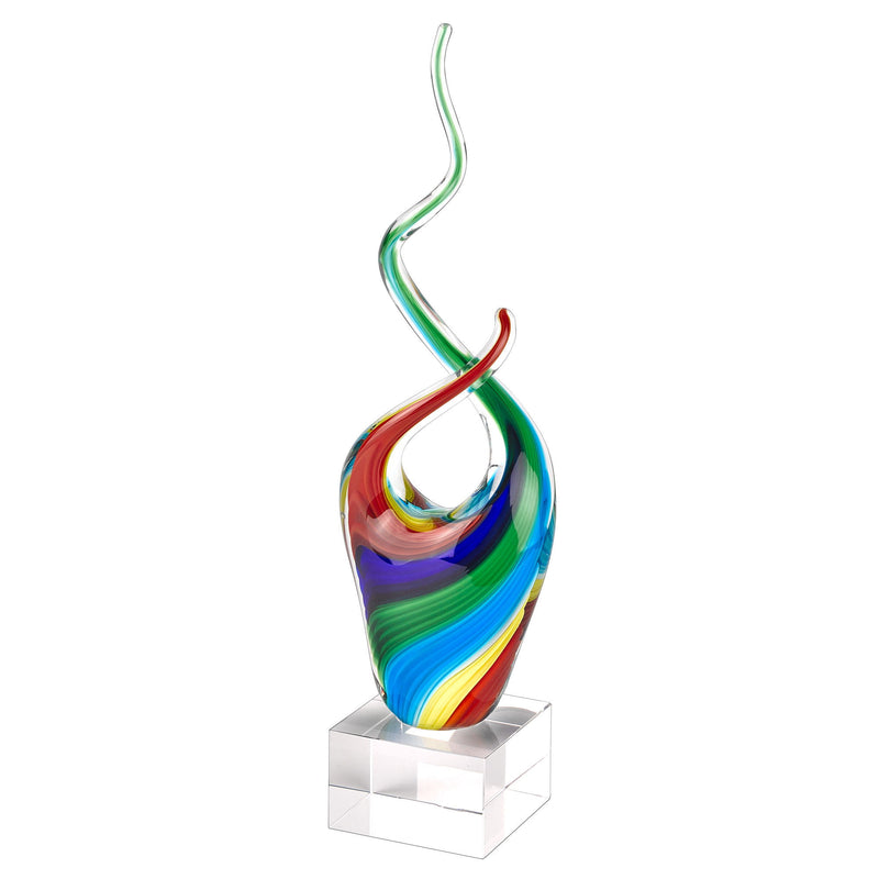 Murano Modern Abstract Tabletop Sculpture (376076) - Clear / Red / Blue