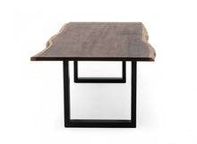 Load image into Gallery viewer, 102" Solid Wood And Metal Sled Base Dining Table - Brown / Black
