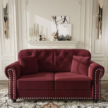 Load image into Gallery viewer, Upholstered Chesterfield Sofa With Nailhead Trim And Rolled Armrests
