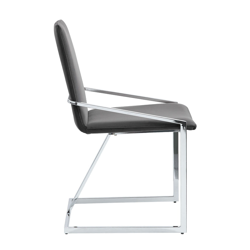 Upholstered Velvet Metal Dining Side Chairs (Set of 2) - Gray