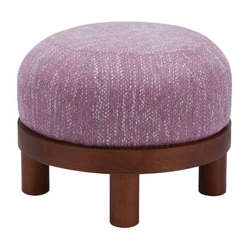 Fabric Round Ottoman - Brown / Pink