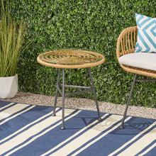 Load image into Gallery viewer, Petrichor - Outdoor Side Table With Tempered Glass And Steel Frame
