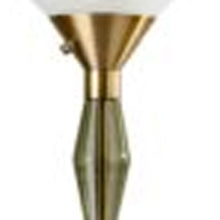 Load image into Gallery viewer, LED Light Changing Torchiere Floor Lamp With White Frosted Glass Cone Shade - Brass
