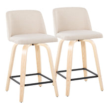 Load image into Gallery viewer, Toriano - Contemporary Modern Design Fixed Height Counter Stool With Swivel With Square Footrest (Set of 2)
