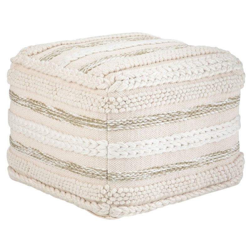 Cotton Pouf Ottoman - Off White