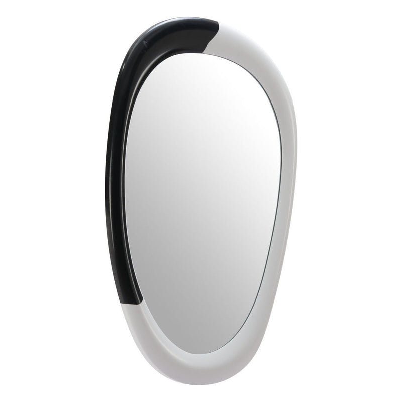 31" Steel Oval Geometric Framed Accent Mirror - White
