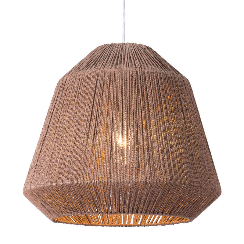 Woven Paper String Hanging Pendent Lamp - Brown