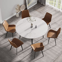 Load image into Gallery viewer, Modern Man-Made Stone Round Metal Dining Table-Position For 6 People
