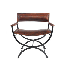 Load image into Gallery viewer, 29" Metal And Genuine Leather Director's Chair - Black / Brown
