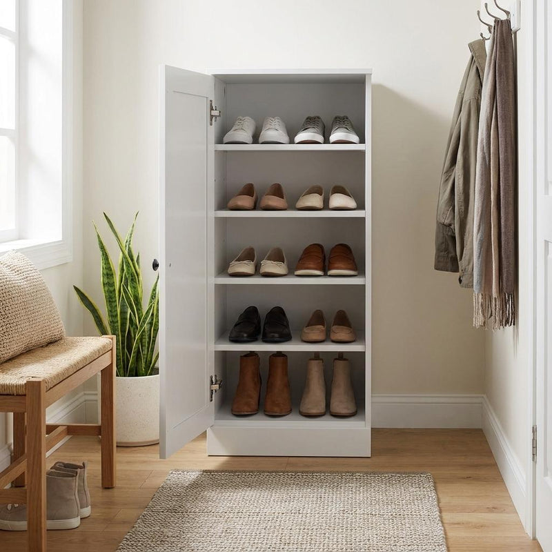Ten Pair Solid Woodshoe Storage Cabinet (752111) - White