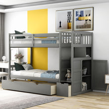 Load image into Gallery viewer, Bunk Bed, Convertible Bottom Bed, Storage Shelves And Drawers
