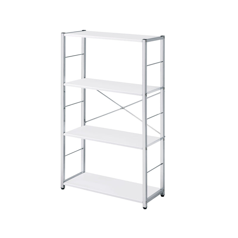 Four Tier Etagere Bookcase - White / Silver