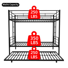 Load image into Gallery viewer, Twin Over Twin Metal Bunk Bed Frame with Trundle（Upgrade reinforcement version）
