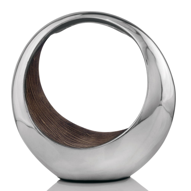 Circular Decorative Bowl - Brown / Silver