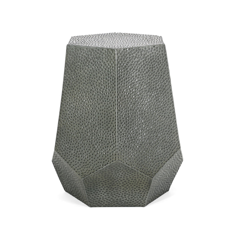 Iron Hexagonal Pedestal End Table - Silver