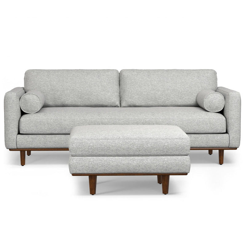 89" 2 Piece Living Room Set Fabric Sofa With Ottoman With Brown Legs - Gray