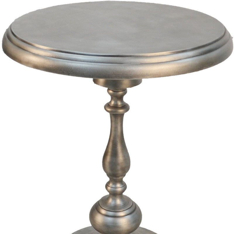Metal Round End Table - Antique Nickle