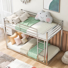 Load image into Gallery viewer, Twin over Twin Metal Bunk Bed, Low Bunk Bed with Ladder,Silver(OLD SKU:WF282465AAN)
