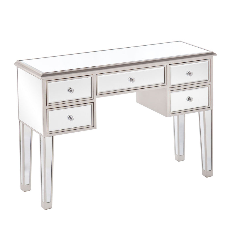 43" Mirrored Glass Console Table Drawers - Silver
