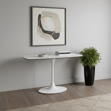 Load image into Gallery viewer, Ceramic Tile Steel Pedestal Console Table - White / Steel
