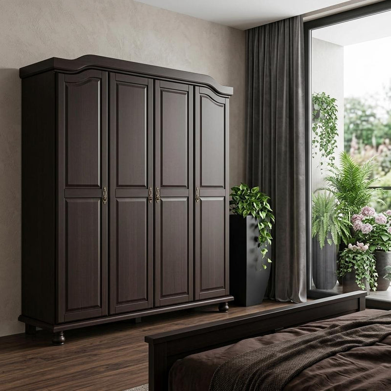 Solid Wood Four Door Combo Dresser - Espresso