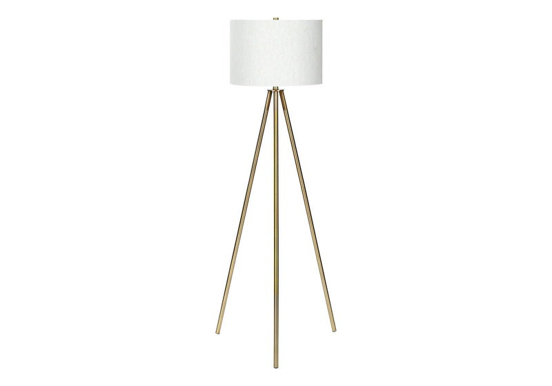 Floor Lamp With Cream Drum Shade - Matte Gold
