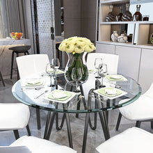 Load image into Gallery viewer, Round Tempered Glass Table Top Clear Glass, Thick Beveled Polished Edge - Black
