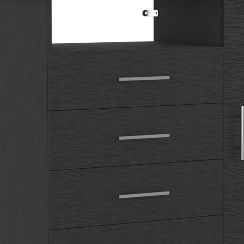 36" Four Drawer Combo Dresser - Black