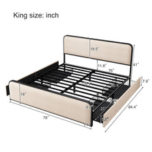 Load image into Gallery viewer, Modern Bed With Curved Upholstered Headboard And Footboard, Heavy Duty Metal Slats
