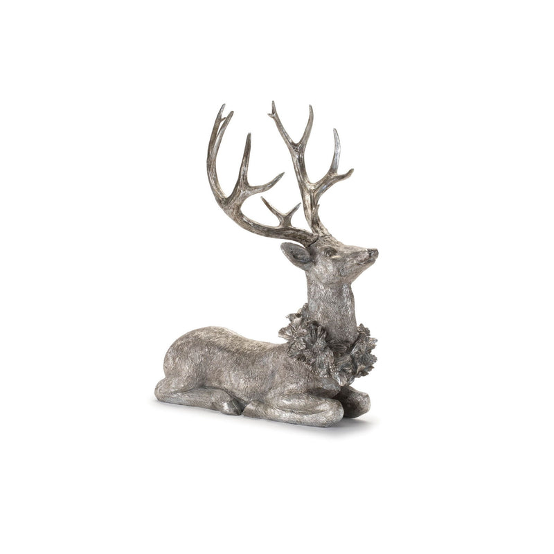 Poly Deer Christmas Figurine (Set of 2) - Silver / Black