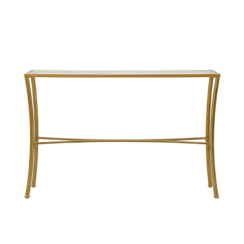 Glass And Iron Console Table - Clear And Antiqued Gold