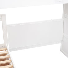 Load image into Gallery viewer, Twin-Twin over Full L-Shaped Bunk Bed With 3 Drawers, Portable Desk and Wardrobe, White
