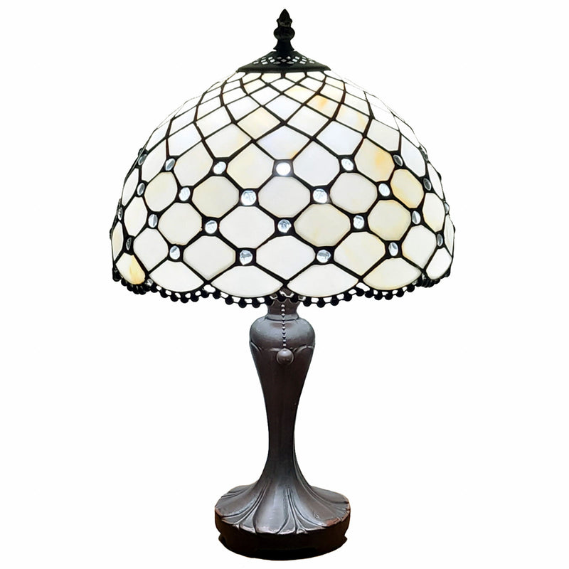 Metal Candlestick Table Lamp With White Dome Shade - Dark Brown