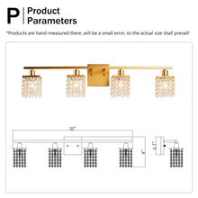 Load image into Gallery viewer, 4 Light Bathroom Light, Modern Vanity Lights With Crystal Shade, Vintage Light Fixture Bathroom Over Mirror Wall Lights For Kitchen Dinning Room Bedroom Hallway (Does Not Include Light Bulbs) - Gold

