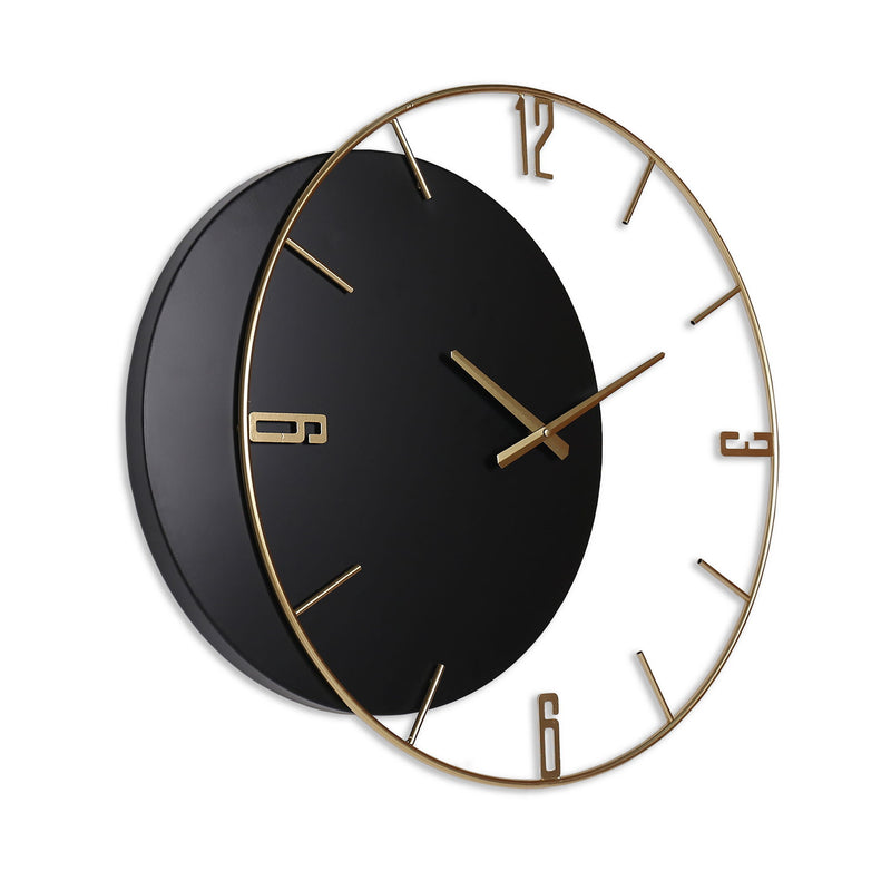 Silent Analog Round Wall Clock - Black
