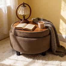 Load image into Gallery viewer, Storage Round Footstool Table Ottoman
