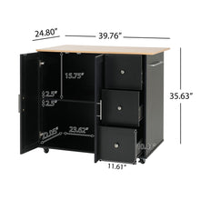 Load image into Gallery viewer, Mobile Kitchen Cart With Storage With 2 Doors, 3 Drawers &amp; Adjustable Shelf - Black / Natural
