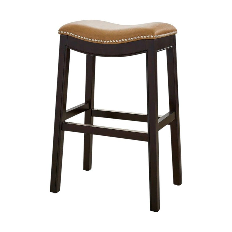 Backless Counter Height Bar Chair - Tan / Espresso