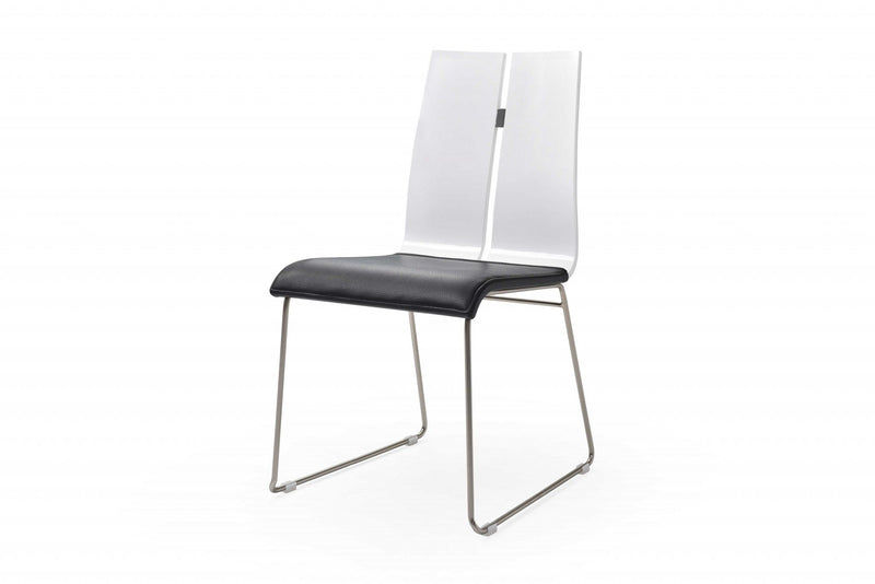 Upholstered Faux Leather Dining Side Chairs (Set of 2) - Black / White