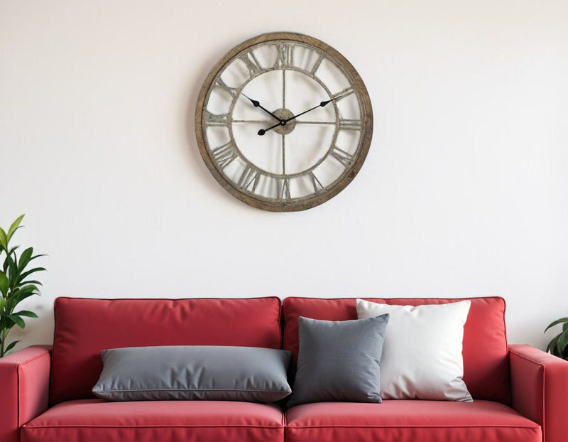 Circle Skeleton Wall Clock (376253) - Brown